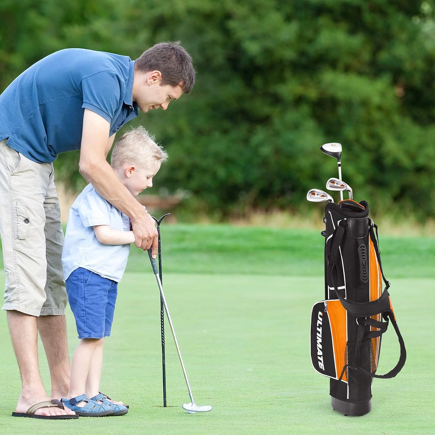Junior Golf Clubs Set, Youth Golf Clubs w/Golf Stand Bag, 3# Fairway Wood, 7#  9# Irons, Putter amp; Head Cover, Kids Complete Golf Club Set for Boys Girls Toddlers · v3