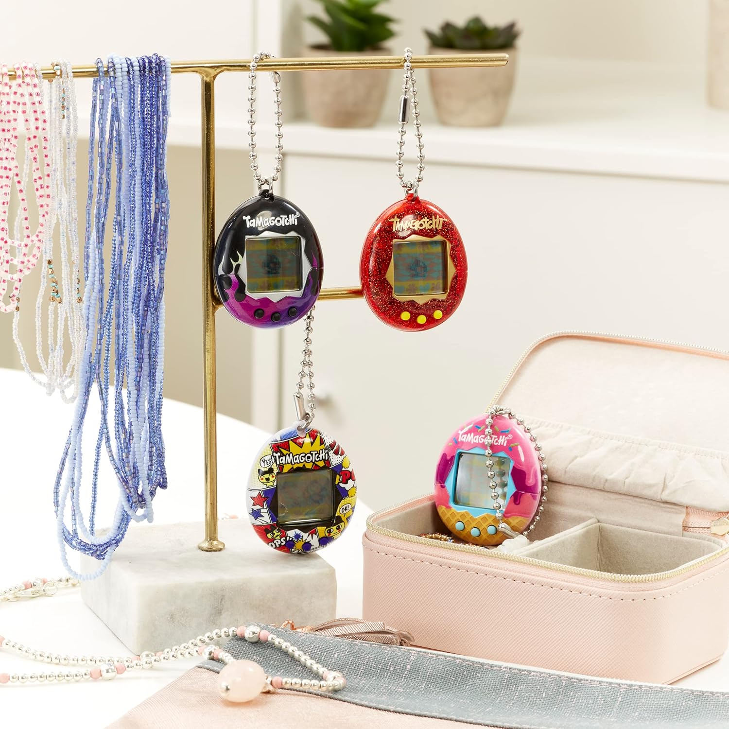 TAMAGOTCHI Bandai Original Pink Glitter Shell Original Cyber Pet 90s Adults and Kids Toy with Chain | Retro Virtual Pets are Great Boys and Girls Toys Or Gifts for Ages 8 · v4