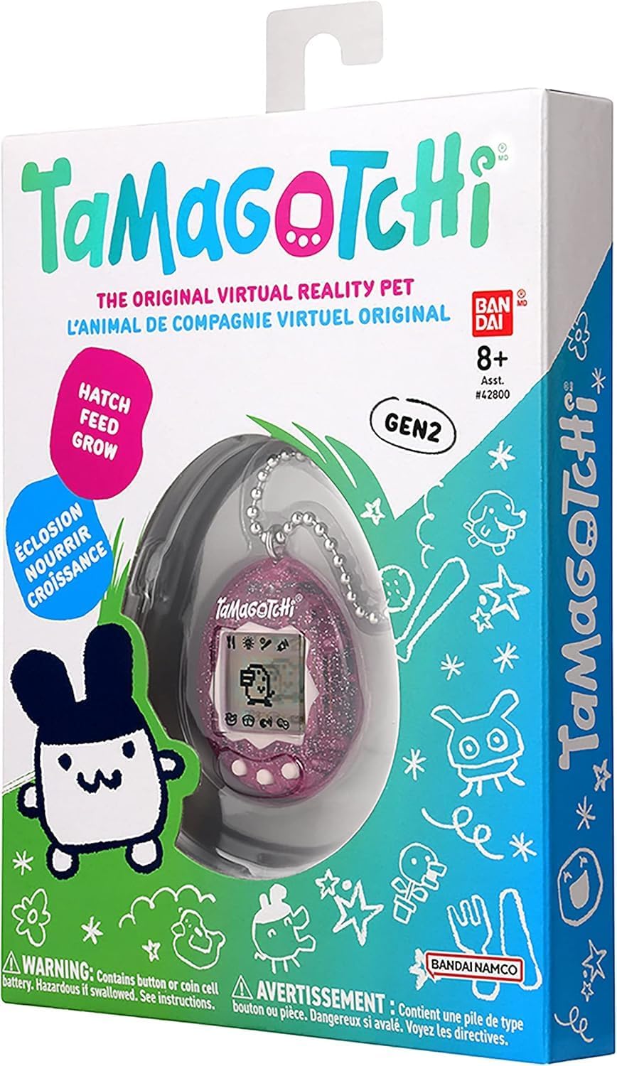 TAMAGOTCHI Bandai Original Pink Glitter Shell Original Cyber Pet 90s Adults and Kids Toy with Chain | Retro Virtual Pets are Great Boys and Girls Toys Or Gifts for Ages 8 · v4