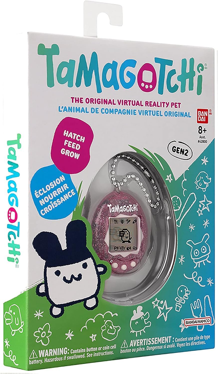 TAMAGOTCHI Bandai Original Pink Glitter Shell Original Cyber Pet 90s Adults and Kids Toy with Chain | Retro Virtual Pets are Great Boys and Girls Toys Or Gifts for Ages 8 · v4