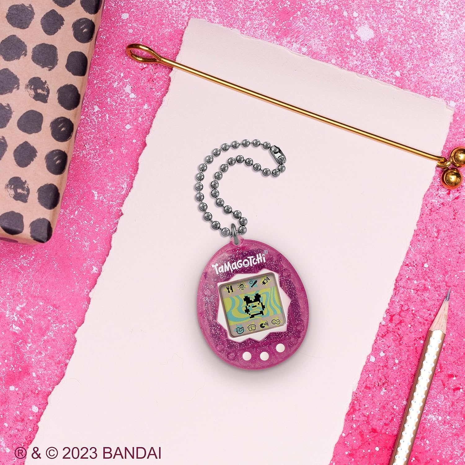 TAMAGOTCHI Bandai Original Pink Glitter Shell Original Cyber Pet 90s Adults and Kids Toy with Chain | Retro Virtual Pets are Great Boys and Girls Toys Or Gifts for Ages 8 · v4