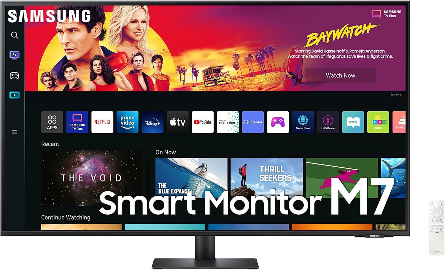 SAMSUNG 43 M70B Series 4K UHD USB-C Smart Monitor Streaming TV, 4ms, 60Hz, HDR10, จอแสดงผลไร้สาย, ฮับเกมมิ่งและ IoT, Alexa ในตัว, 2022, LS43BM702UNXZA, สีดำ