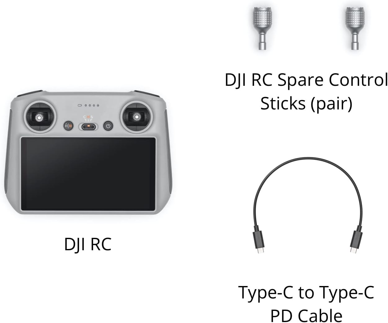 DJI RC, telecomando con corpo leggero, schermo FHD, batteria 4 ore, stick di controllo di precisione, trasmissione O3