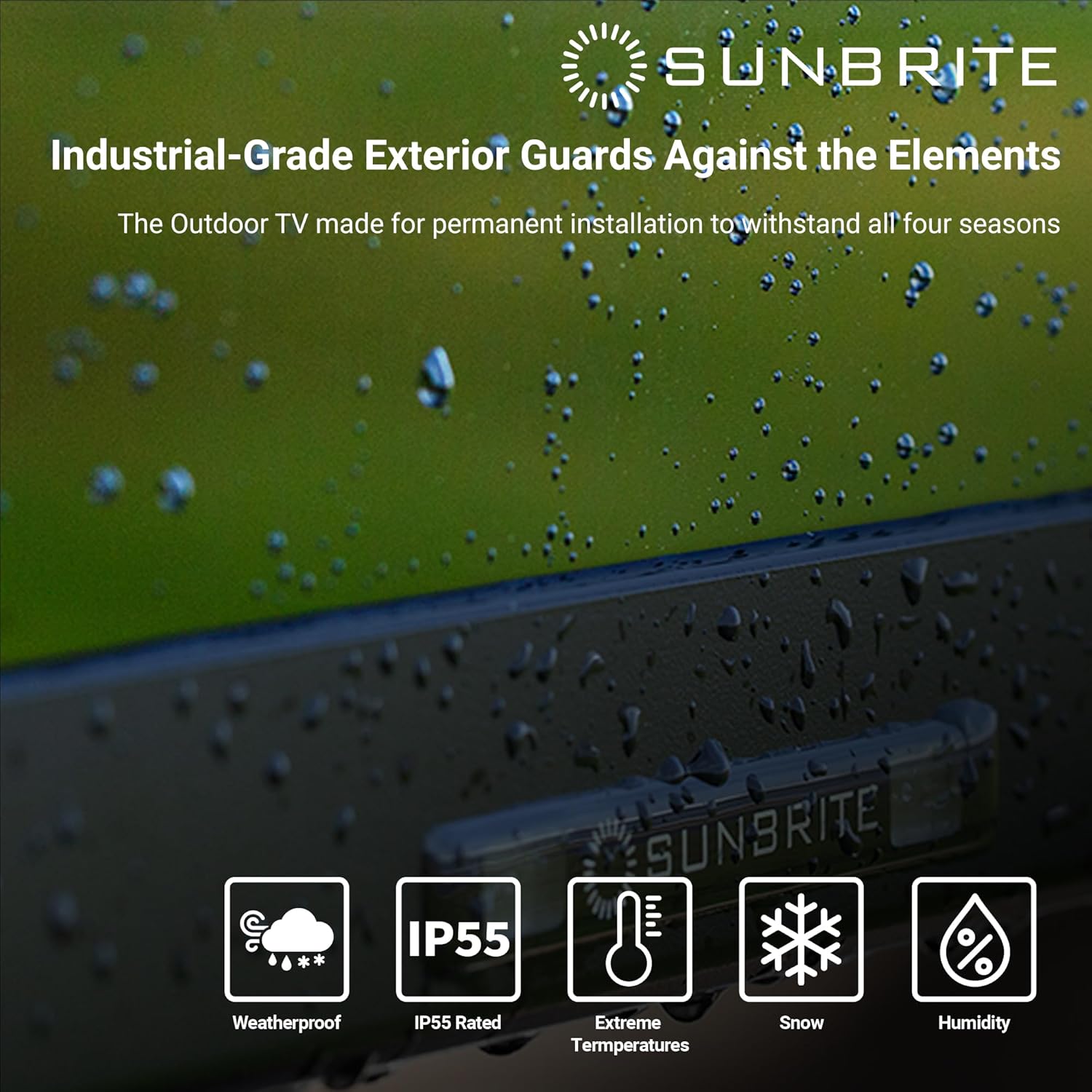 Televisor inteligente SunBrite Veranda 3 de 65 pulgadas con pantalla completa para exteriores, televisor 4K Ultra HD HDR QLED resistente a la intemperie, pantalla ultrabrillante de 1000 nits con mando por voz para todo tipo de clima