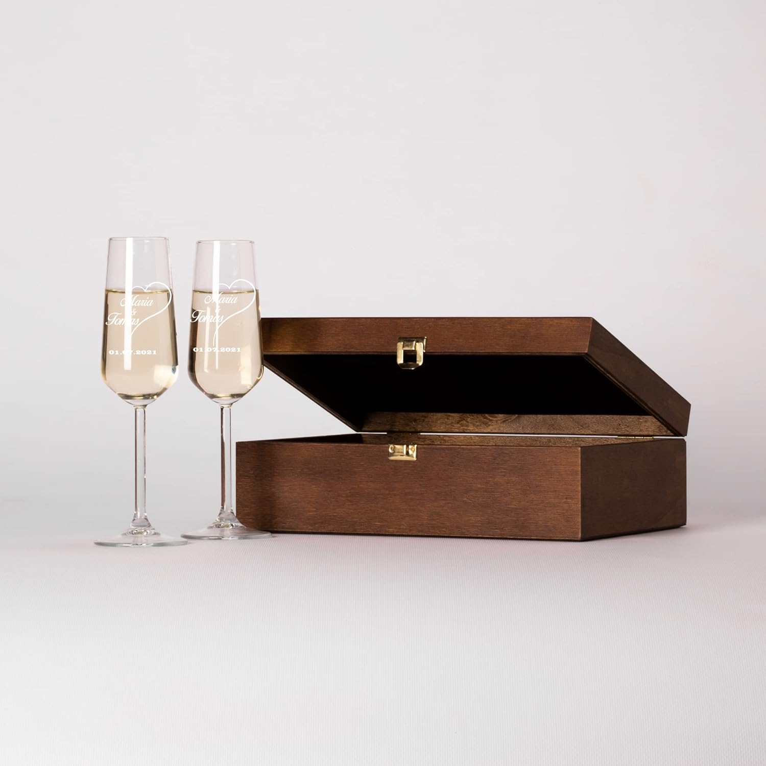 Personalized Champagne Flutes for Weddings and Special Occasions, Engraved Champagne Flutes for Bride and Groom, Perfect Glasses for Cocktails and Toasts, Set of 2 by TRENDSHOPIC