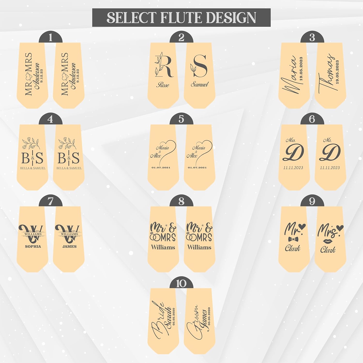Personalized Champagne Flutes for Weddings and Special Occasions, Engraved Champagne Flutes for Bride and Groom, Perfect Glasses for Cocktails and Toasts, Set of 2 by TRENDSHOPIC