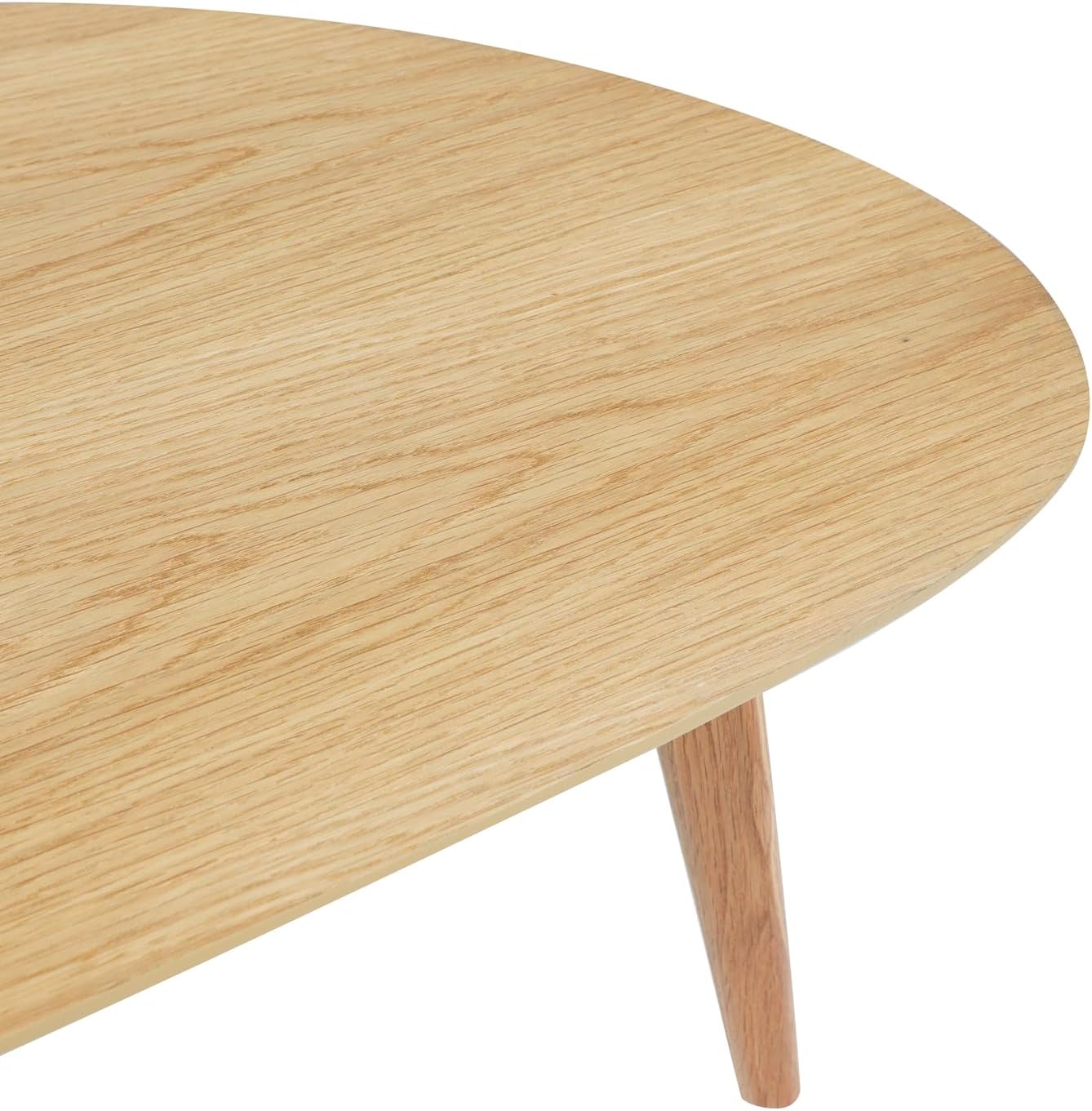 Small Oval Coffee Table Mid Century Modern for Living Room Center Minimalist Display Coffe Table,Nature Wood,18.9 D x 33.47" W 15.75" H · v2