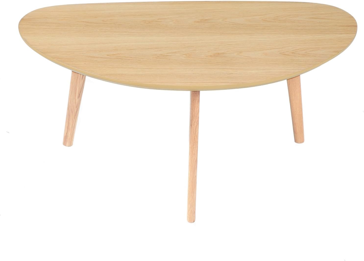 Small Oval Coffee Table Mid Century Modern for Living Room Center Minimalist Display Coffe Table,Nature Wood,18.9 D x 33.47" W 15.75" H · v2