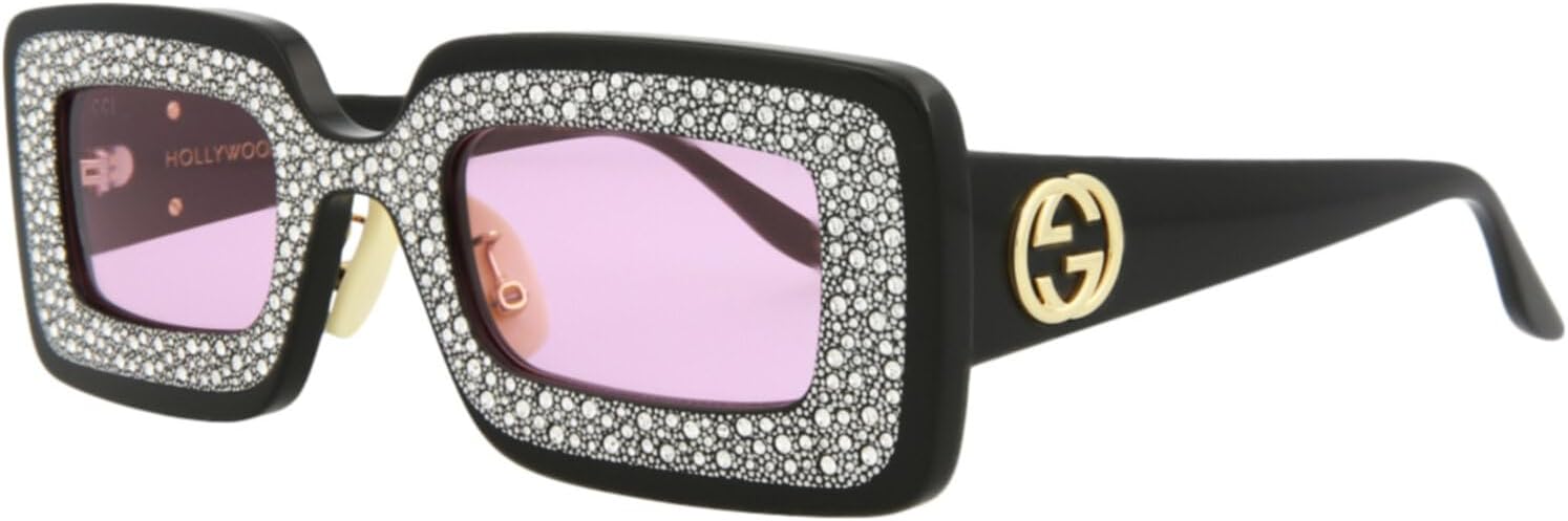 Gucci Square/Rectangle Sunglasses Black Black Pink Luxury Eyewear Made In Italy Acetate Frame Designer Fashion for Everyday Luxury · v3
