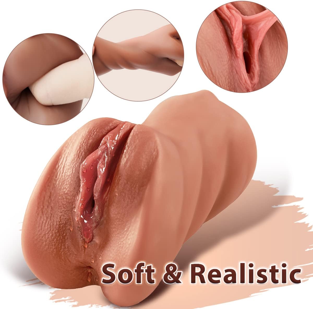 Masturbatori maschili tascabili 3 in 1 con viso realistico, sex doll con bocca ruvida realistica, vagina e ano stretto, masturbatore maschile, strofinacci per gola profonda, giocattoli sessuali orali per adulti per uomini (marrone)