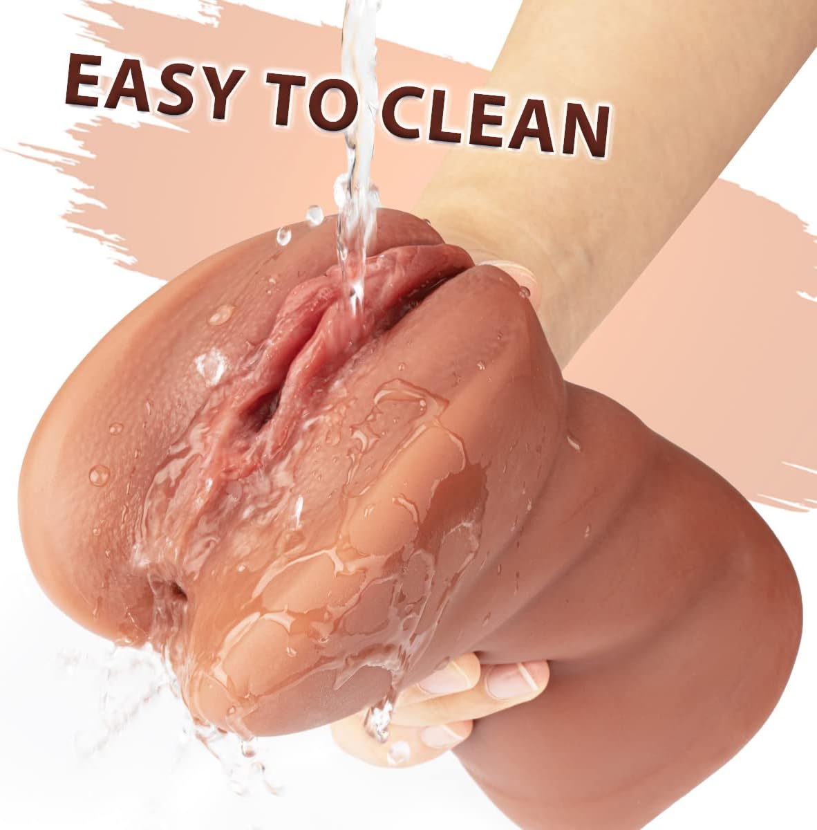 Masturbatori maschili tascabili 3 in 1 con viso realistico, sex doll con bocca ruvida realistica, vagina e ano stretto, masturbatore maschile, strofinacci per gola profonda, giocattoli sessuali orali per adulti per uomini (marrone)