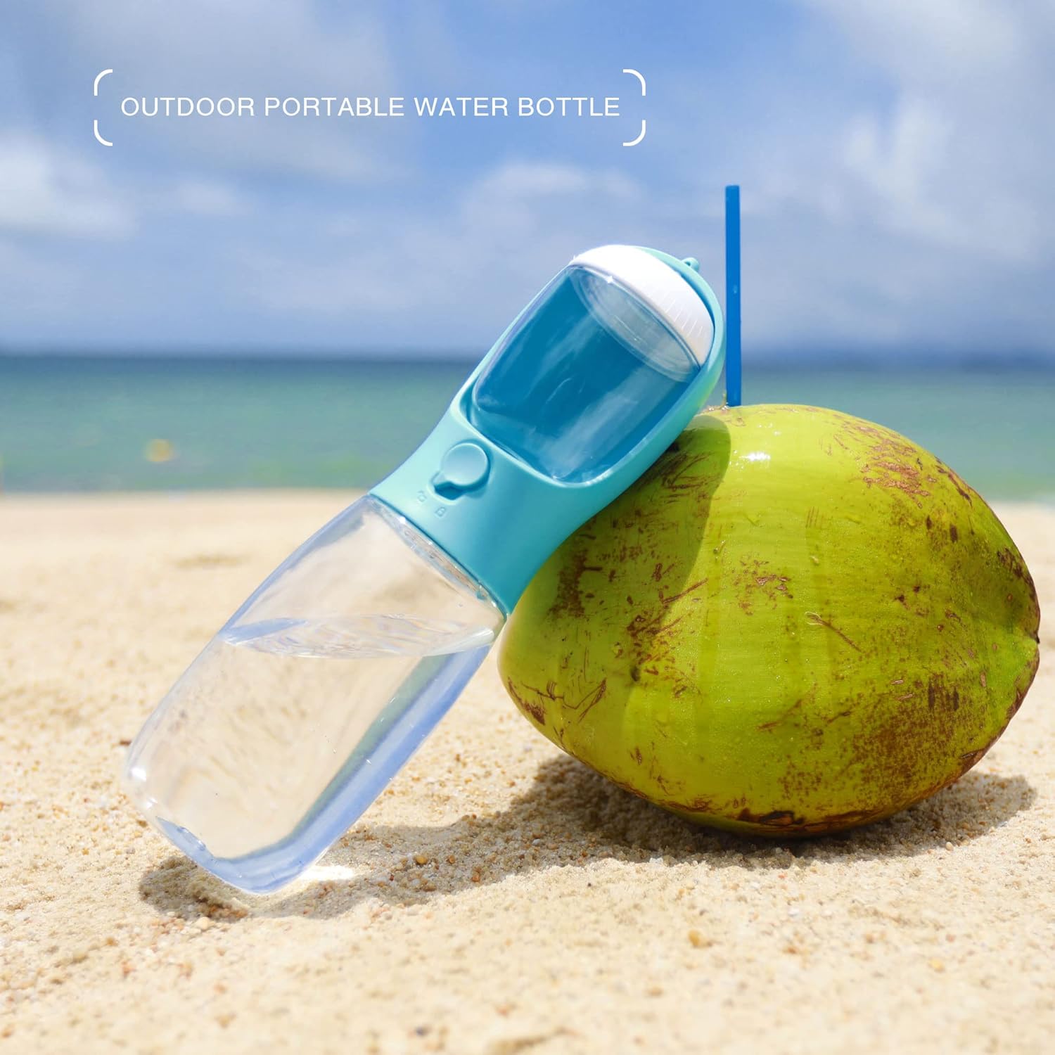 Hunde-Trinkflasche, tragbare Haustier-Trinkflasche mit Futterbehälter, tragbarer Wasserspender für den Außenbereich für Katzen, Welpen, Haustiere zum Spazierengehen, Wandern, Reisen, Welpenbedarf, Hundezeug (10 Unzen)