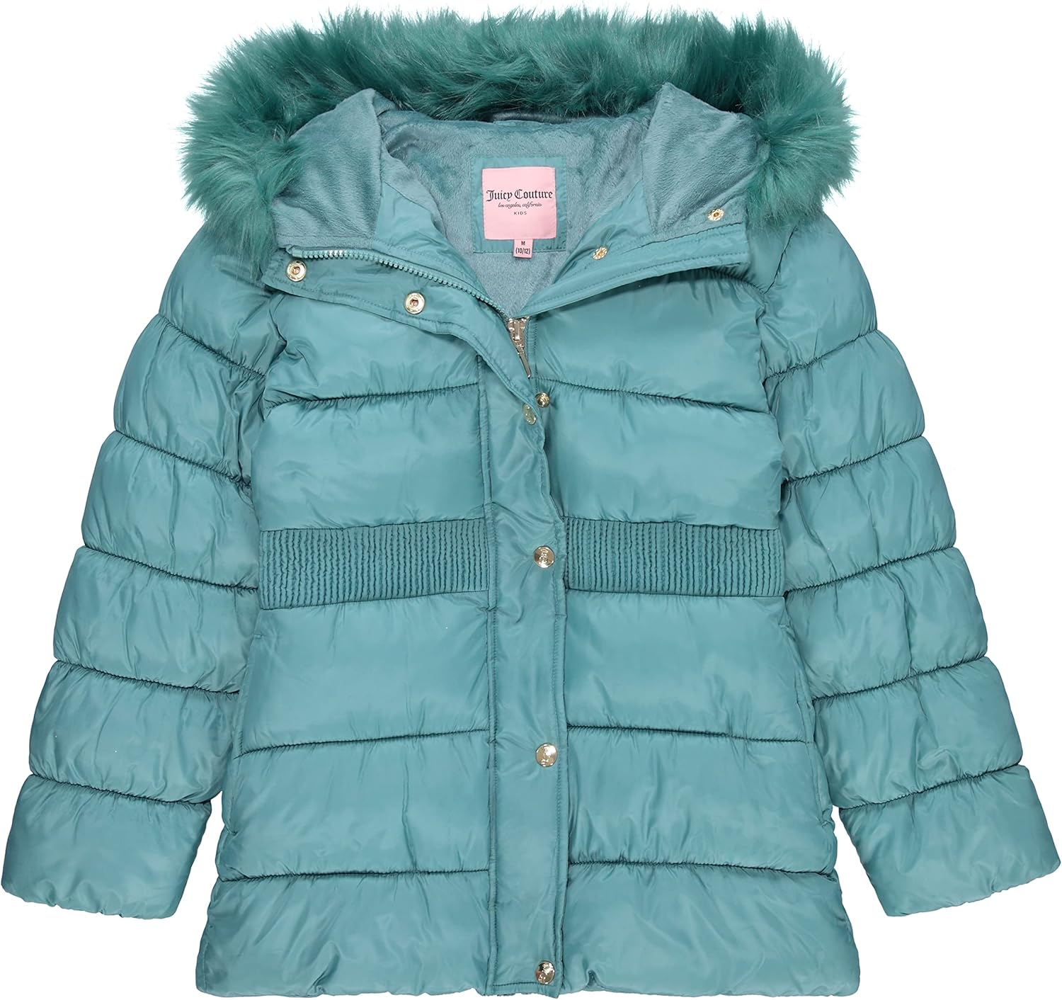 Juicy Couture Girls Coat, Faux Fur Hooded Winter Jacket, Warm Padded Parka Hoodie, Kids Heavyweight Winter Coat · v2