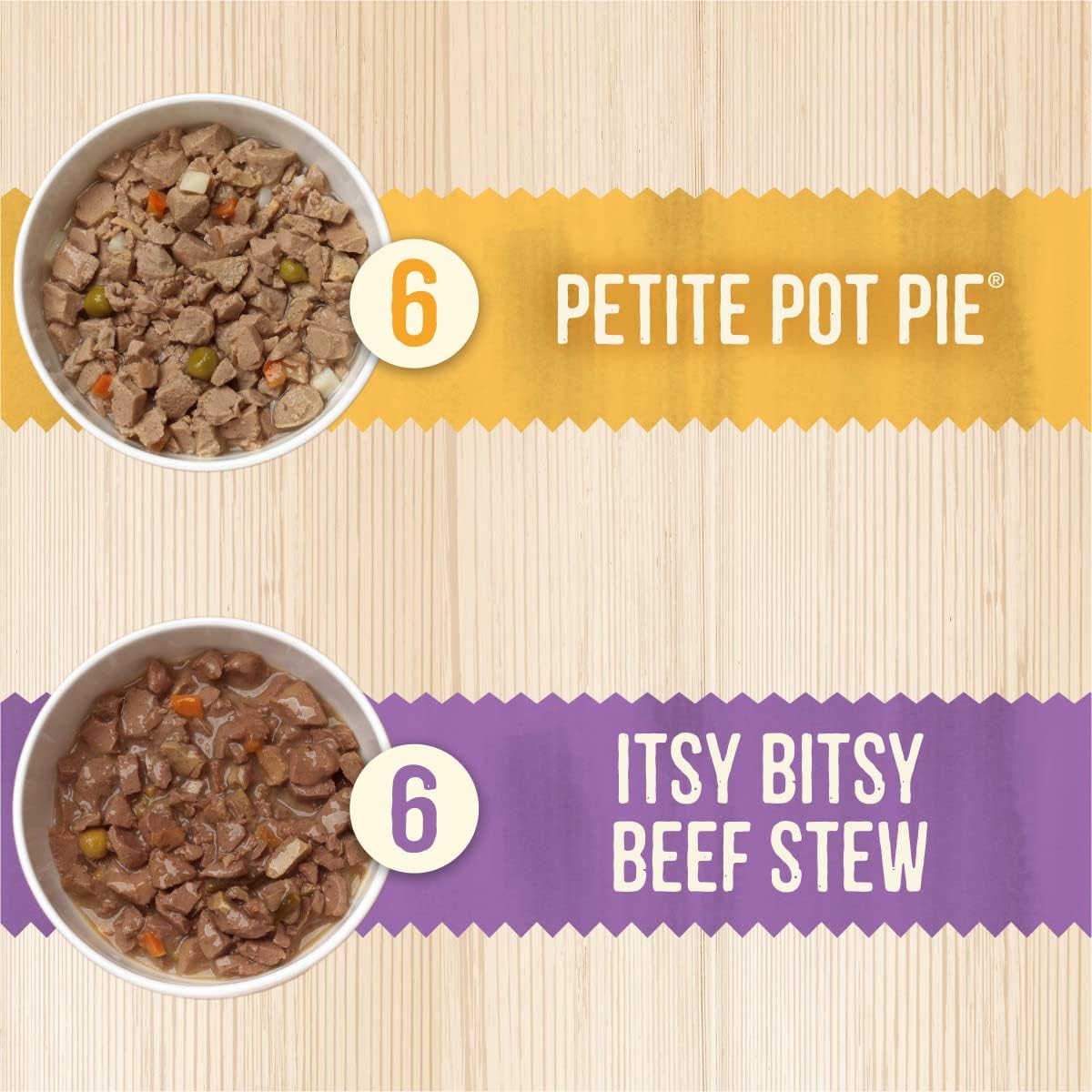 Comida para perros pequeños Merrick Lil' Plates, sin cereales, suave, natural y húmeda, paquete variado, ternera y pollo (paquete de 1) tarrinas de 2.6 libras