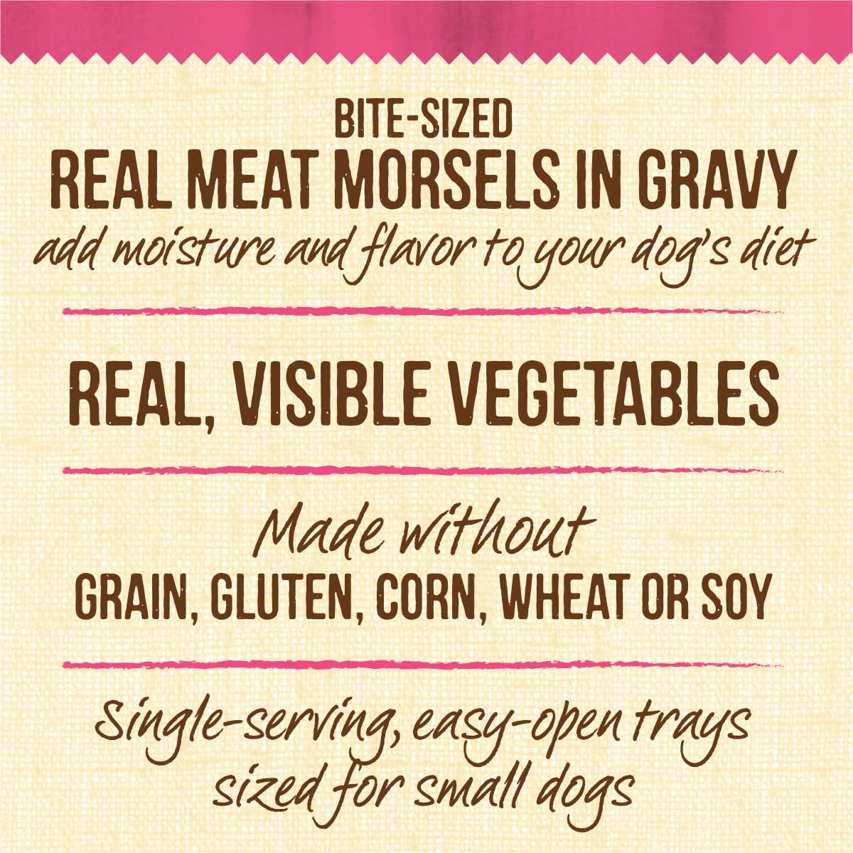 Comida para perros pequeños Merrick Lil' Plates, sin cereales, suave, natural y húmeda, paquete variado, ternera y pollo (paquete de 1) tarrinas de 2.6 libras