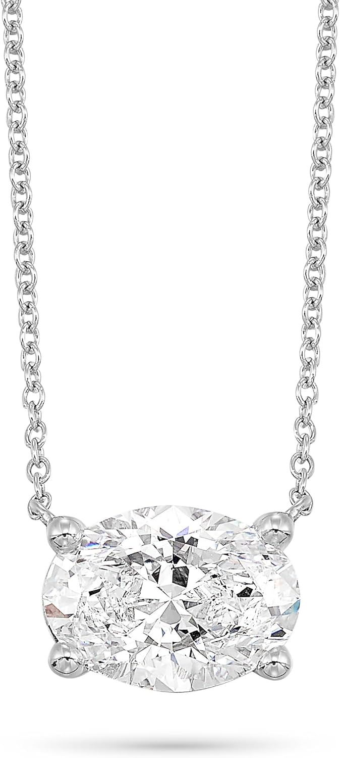 IGI Certified 1/3 to 3 Carat Oval Lab Grown Diamond Horizontal Solitaire Pendant Necklace for Women I 14k Gold Necklace (G-H, VS1-VS2, cttw) 16 to 18 Inch Long Adjustable Chain Necklace · v4