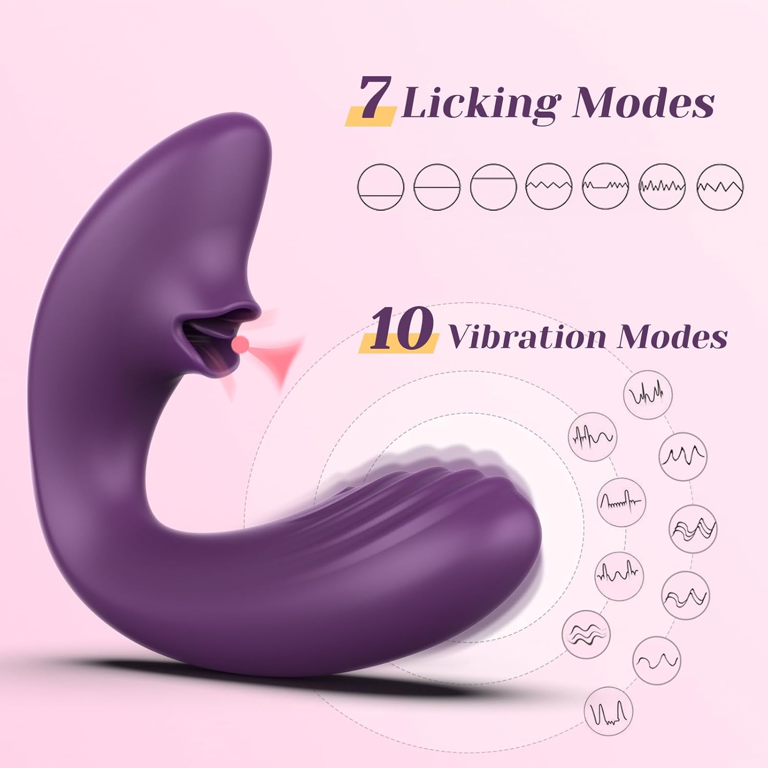 Tracys Dog Clitoral Licking G Spot Vibrator, Tongue Adult Toys with Remote Control for Women Couple Play, Vibrating Sex Toy for Double Stimulation with 7 Licking  10 Vibration Patterns, Purple · v2