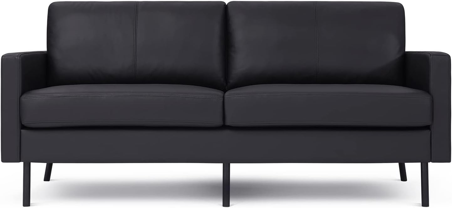70 Top-Grain Leather Sofa, 2-Seat Upholstered Loveseat Sofa Modern Couch, Luxury Classic for Living Room Bedroom Apartment Office · v2