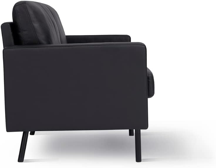 70 Top-Grain Leather Sofa, 2-Seat Upholstered Loveseat Sofa Modern Couch, Luxury Classic for Living Room Bedroom Apartment Office · v2