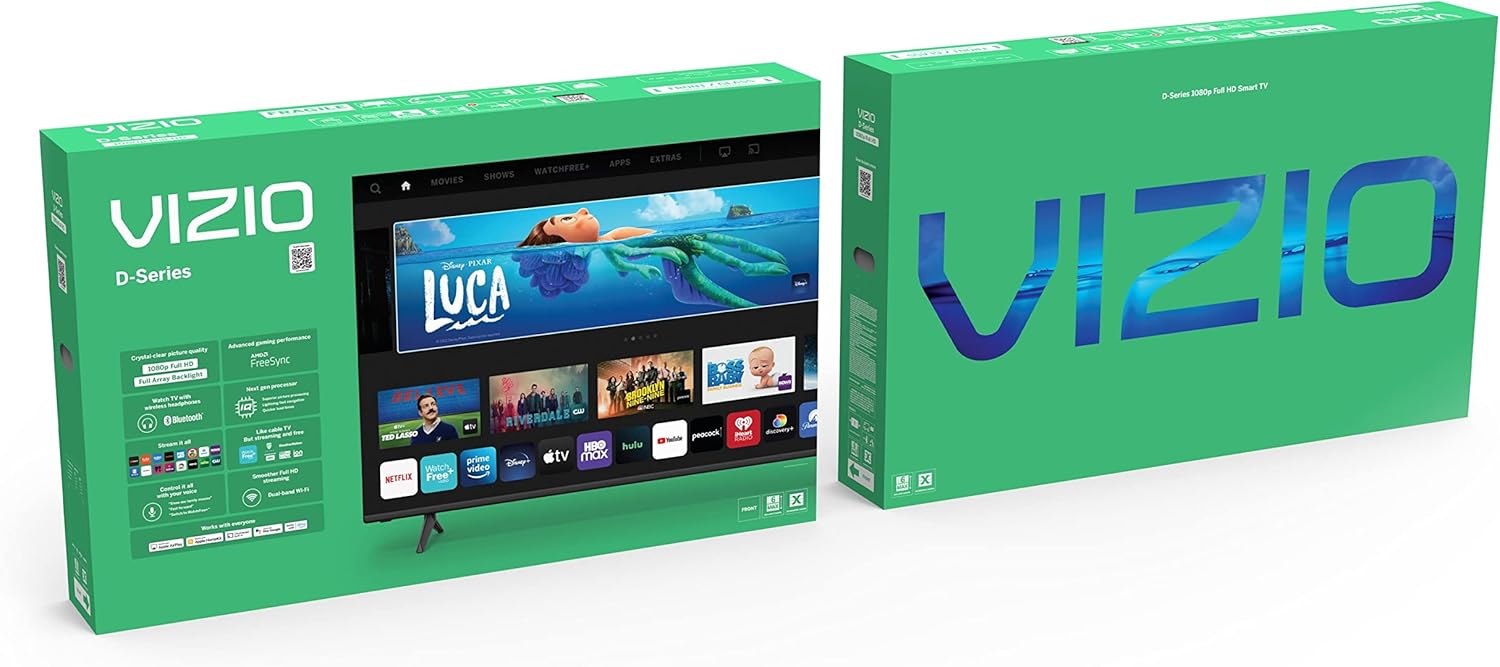 VIZIO 24-Zoll-FHD-LED-Smart-TV der D-Serie mit Bluetooth-Kopfhörerfähigkeit, AMD FreeSync Alexa-Kompatibilität, D24FM-K01, Modell 2023