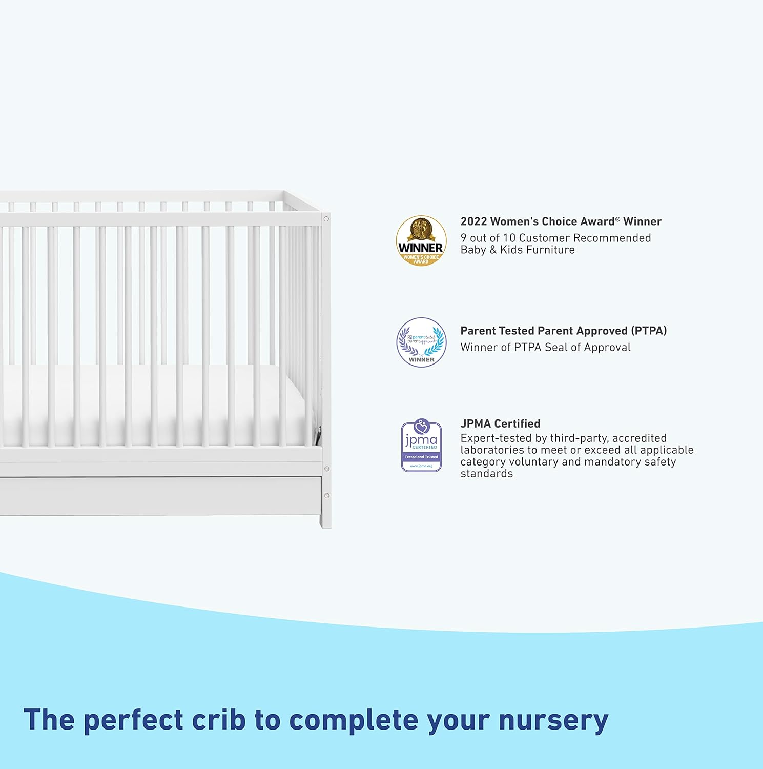 Graco Teddi 5-in-1 Convertible Crib with Drawer (White) – GREENGUARD Gold Certified, Crib with Drawer Combo, Full-Size Nursery Storage Drawer, Converts to Toddler Bed, Daybed and Full-Size Bed