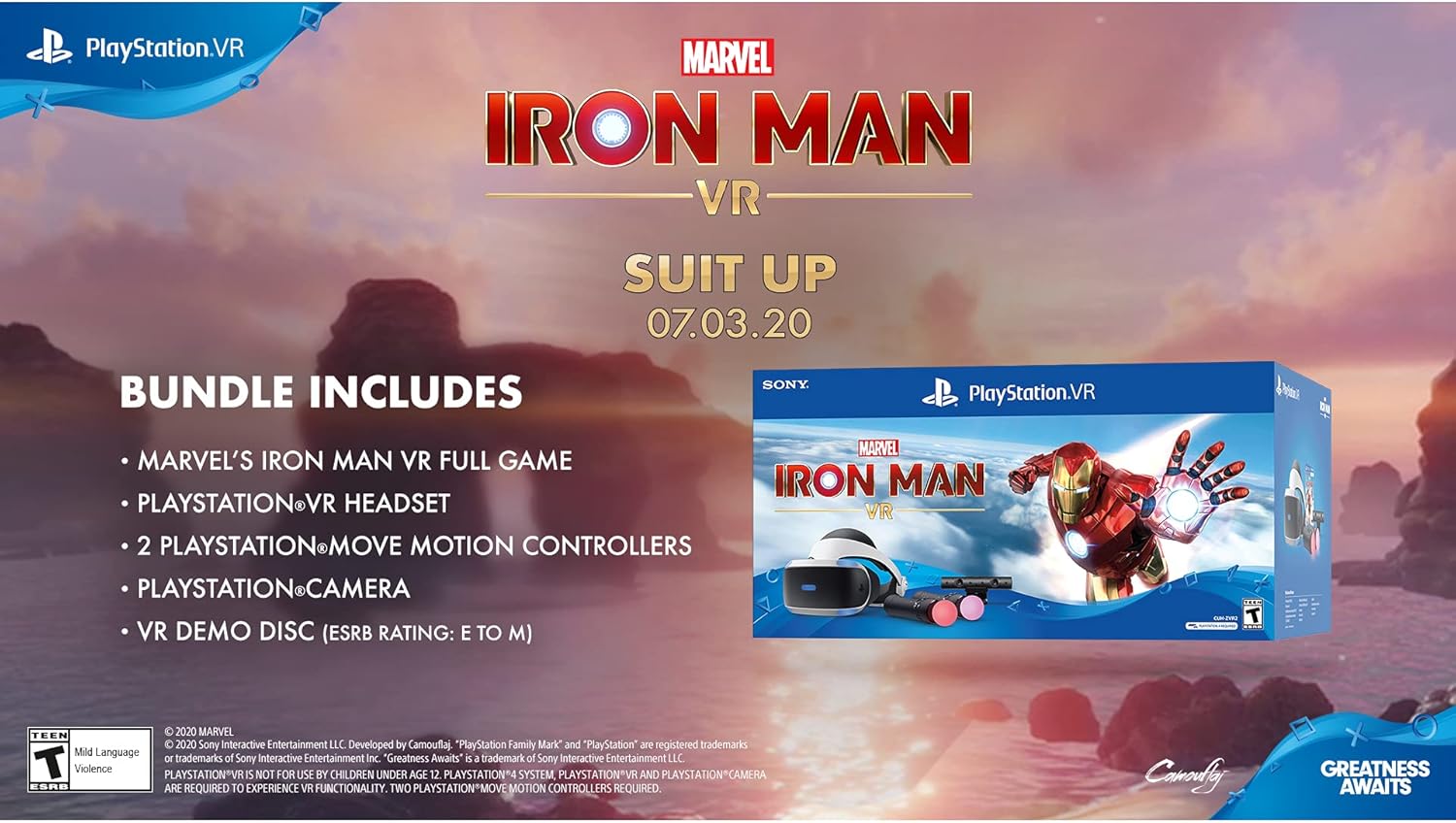 Sony Playstation VR Marvels Iron Man Bundle, White: Playstation VR Headset, Camera, 2 Move Motion Controllers, VR Digital Code for PS4 PS5