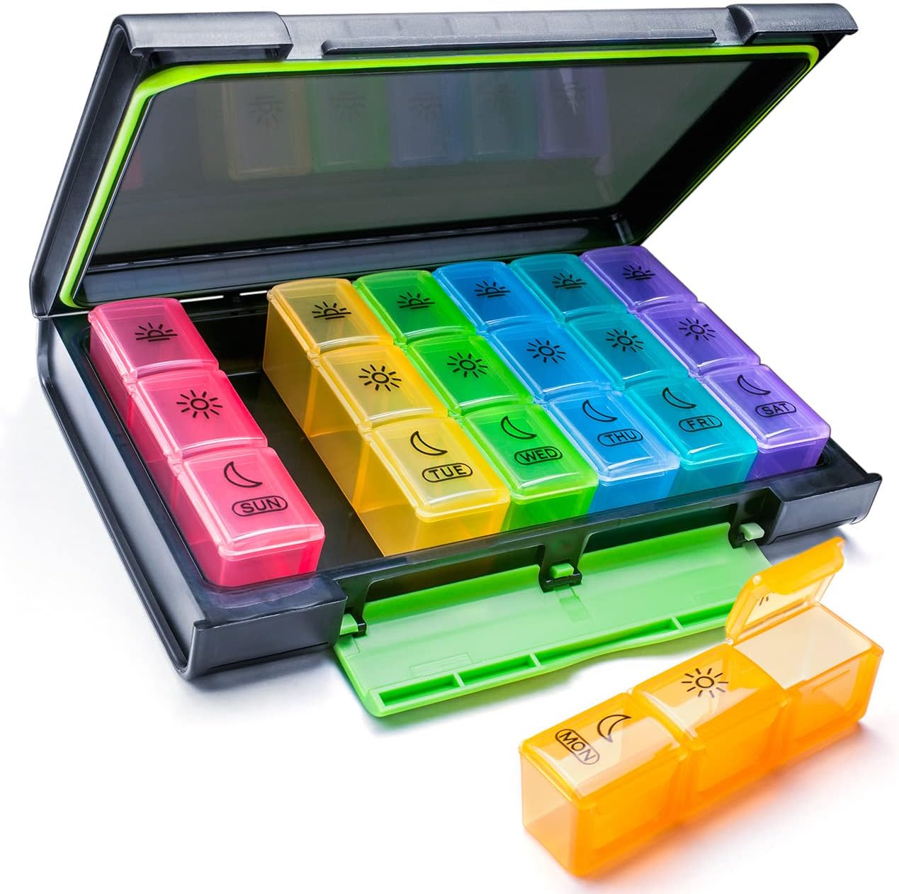 Remtise Weekly Pill Organizer, 7 Day Pill Box (3-Times-A-Day) Portable for Travel with Moisture-Proof Design Pill case to Pills/Vitamin/Fish Oil/Supplements