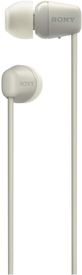 Écouteurs sans fil Sony Wi-C100, compatibles Bluetooth, 25 heures d'autonomie, IPX4 résistant aux éclaboussures, DSEE, beige, WI-FI C100 CZ Small