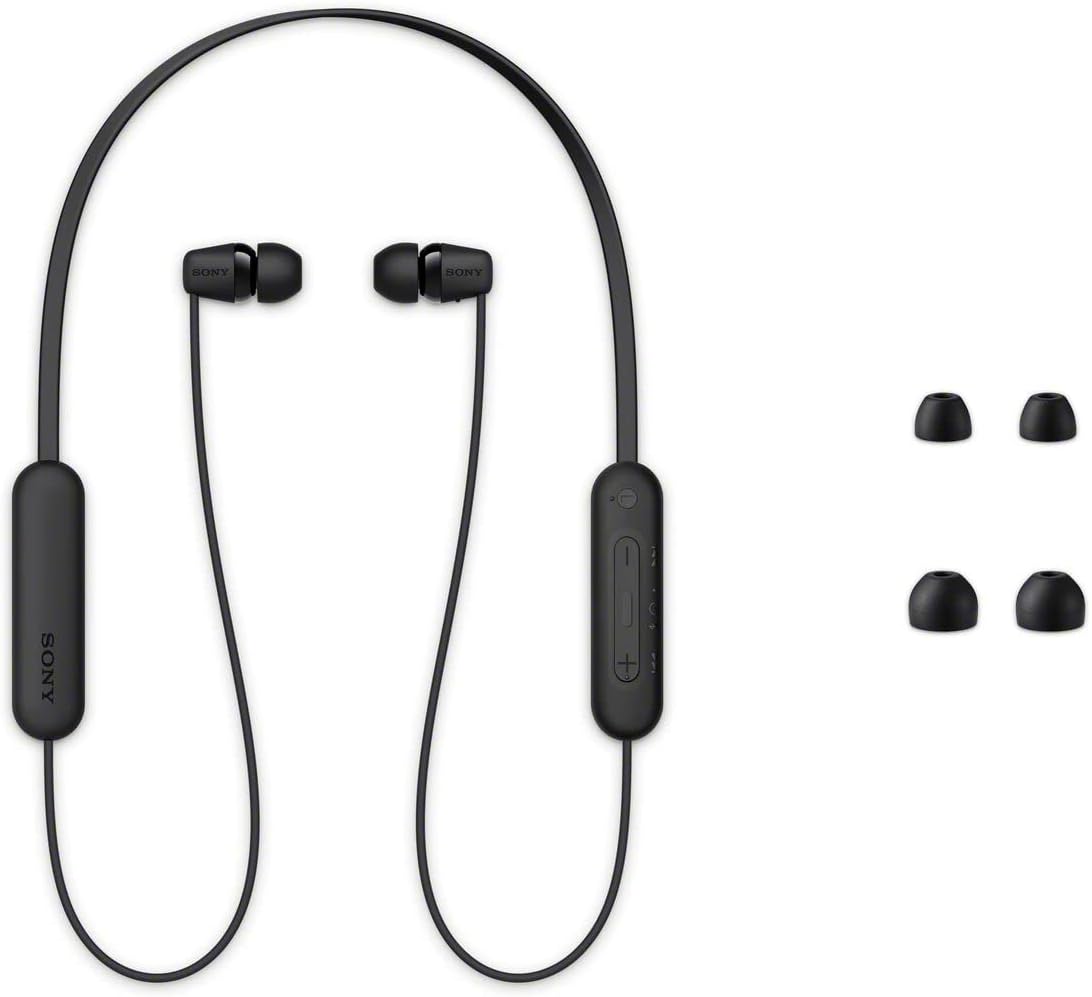 Écouteurs sans fil Sony Wi-C100, compatibles Bluetooth, 25 heures d'autonomie, IPX4 résistant aux éclaboussures, DSEE, beige, WI-FI C100 CZ Small
