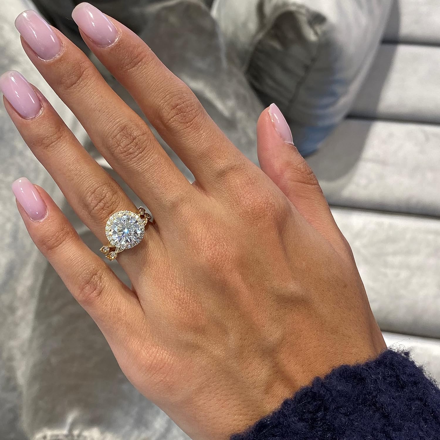 3/4 Carat Lab Grown Diamond and 3 Carat Moissanite Wedding Band Ring Set for Women in 14k White or Yellow Gold Anniversary Promise Ring · v5