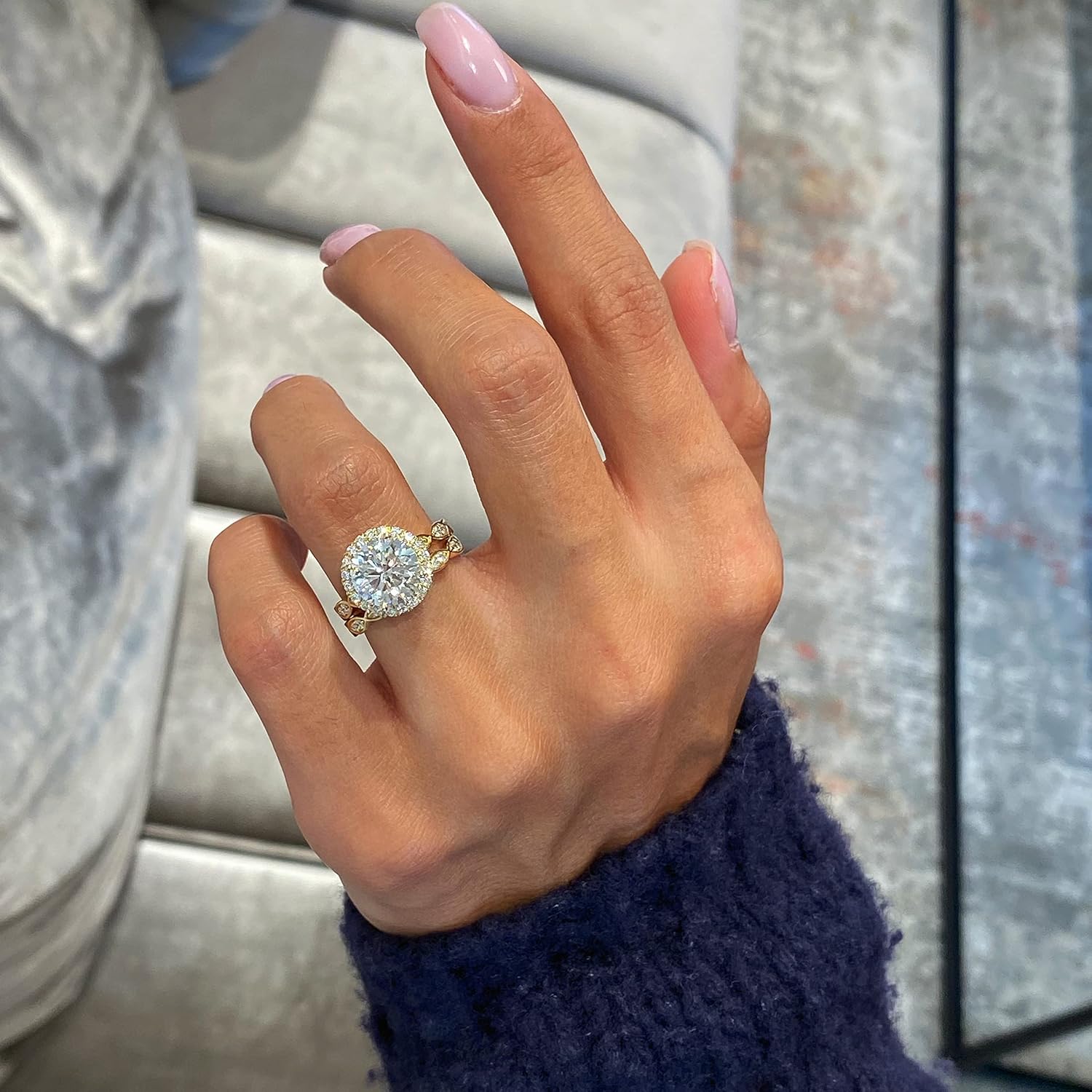 3/4 Carat Lab Grown Diamond and 3 Carat Moissanite Wedding Band Ring Set for Women in 14k White or Yellow Gold Anniversary Promise Ring · v5