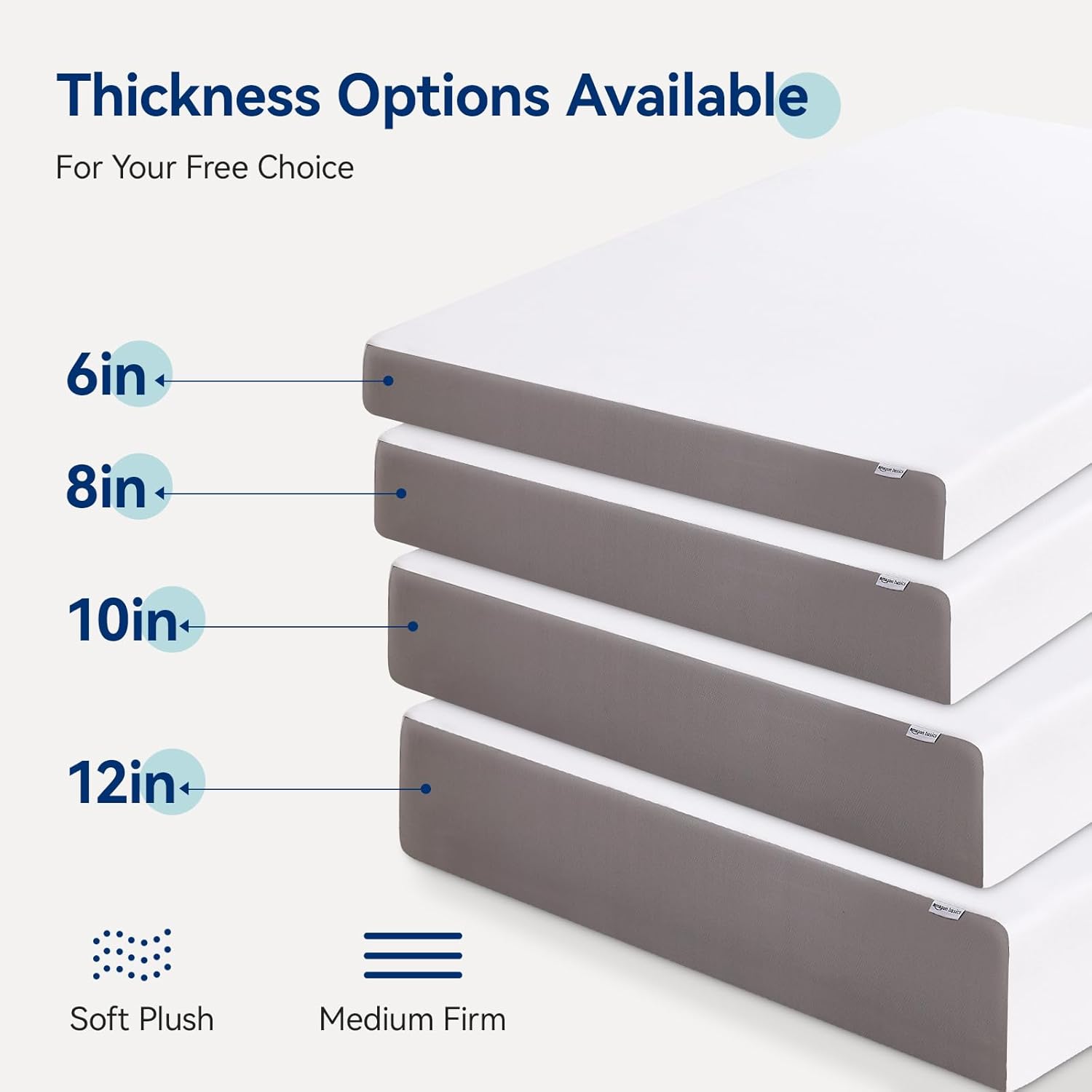 Amazon Basics Memory Foam Mattress, Soft Plush Feel, 10 Inch, Full, White/Grey · v2