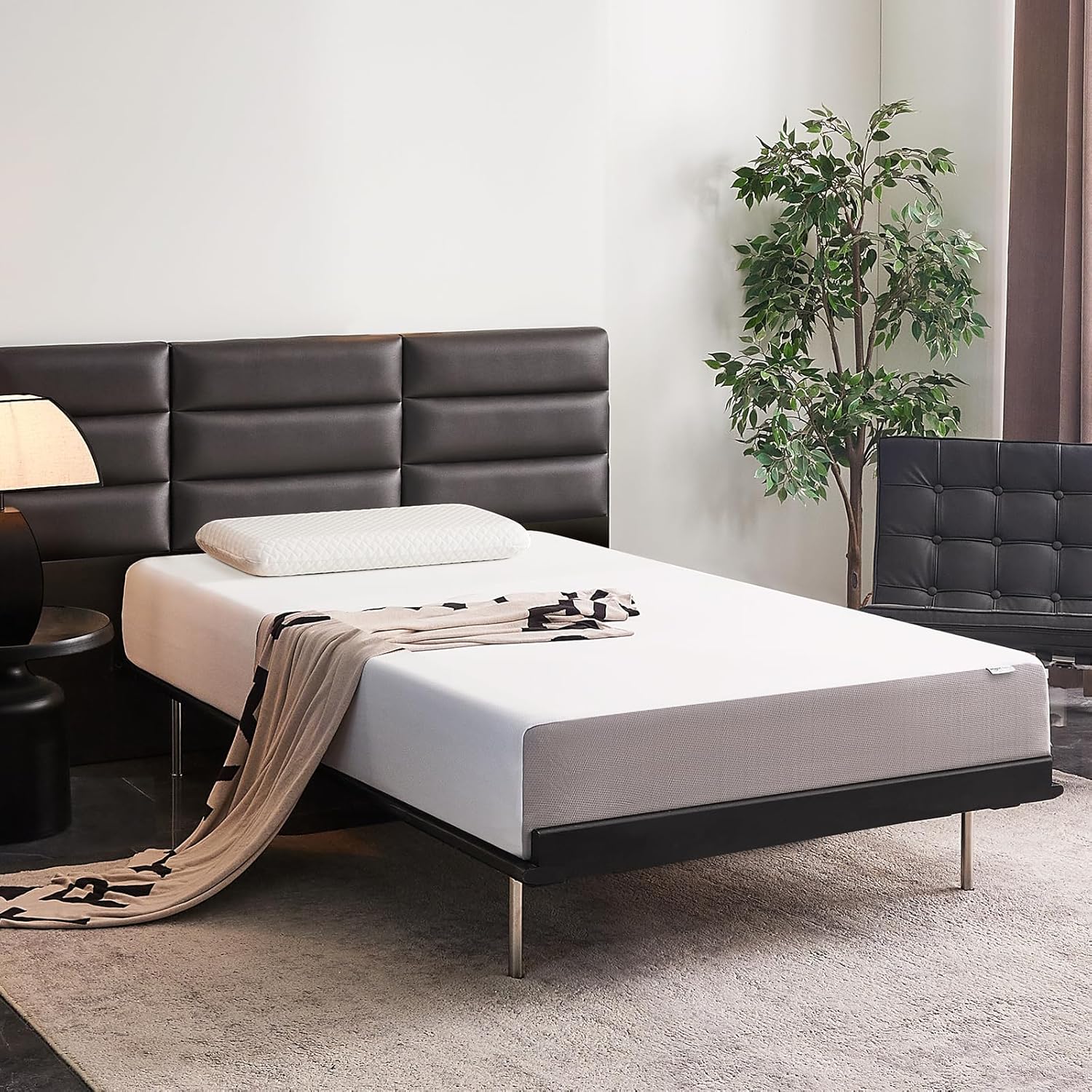 Amazon Basics Memory Foam Mattress, Soft Plush Feel, 10 Inch, Full, White/Grey · v2