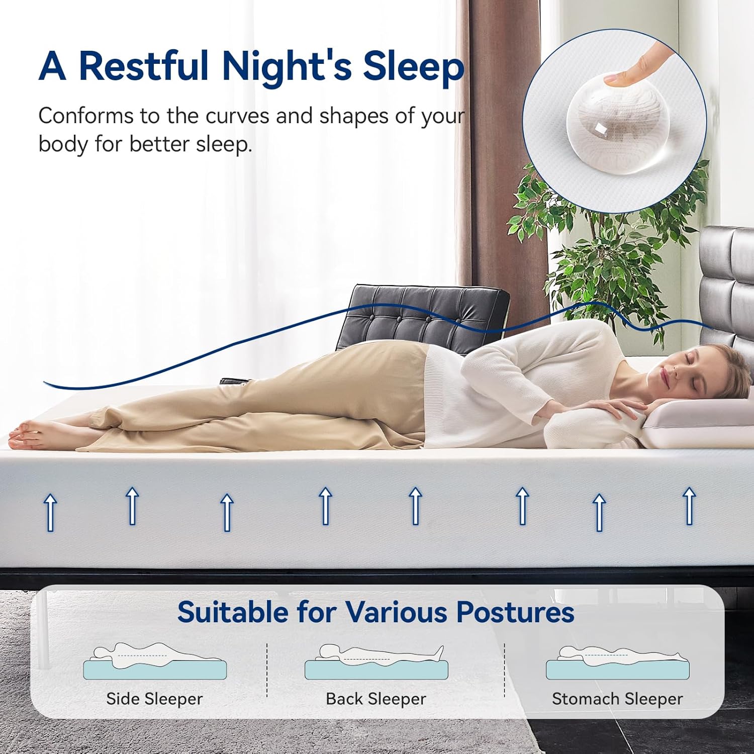 Amazon Basics Memory Foam Mattress, Soft Plush Feel, 10 Inch, Full, White/Grey · v2