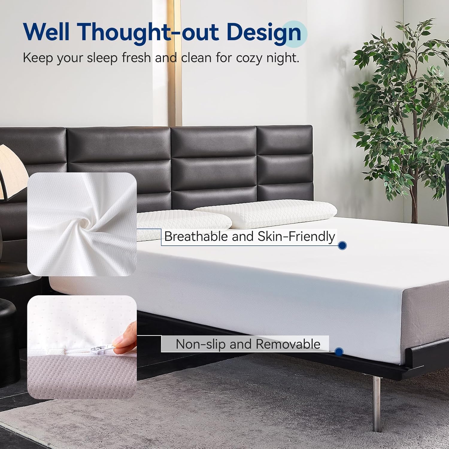 Amazon Basics Memory Foam Mattress, Soft Plush Feel, 10 Inch, Full, White/Grey · v2