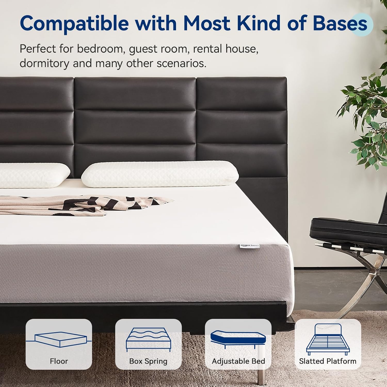 Amazon Basics Memory Foam Mattress, Soft Plush Feel, 10 Inch, Full, White/Grey · v2