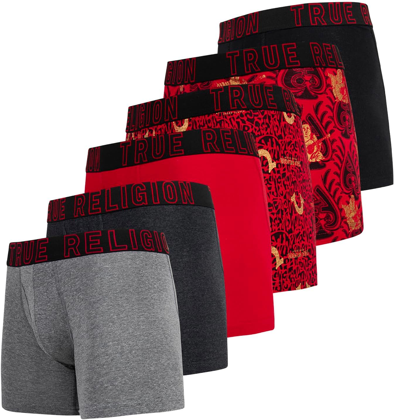 Boxer da uomo True Religion Biancheria intima da uomo in cotone elasticizzato Confezione da 6