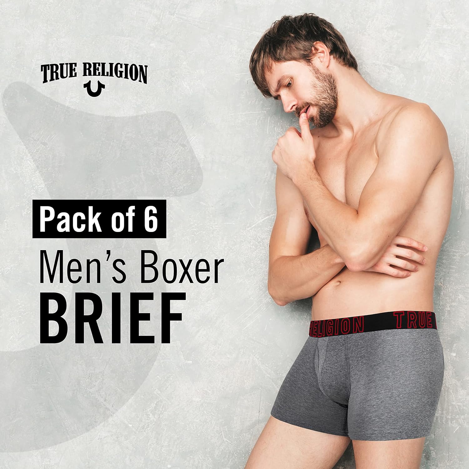 True Religion Herren-Boxershorts, Stretchunterwäsche aus Baumwolle für Herren, 6er-Pack