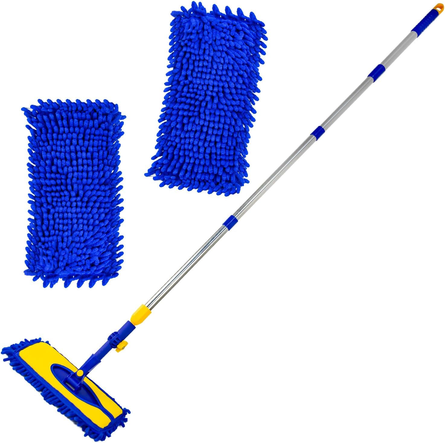 ITTAR Car Wash Brush with 61 Long Handle, 2 Pads Chenille Microfiber Truck Washer Mop, Camper Cleaner Brush with Telescopic Stainless Steel Pole, Car Cleaning Supplies for RV, SUV, Automotive · v2