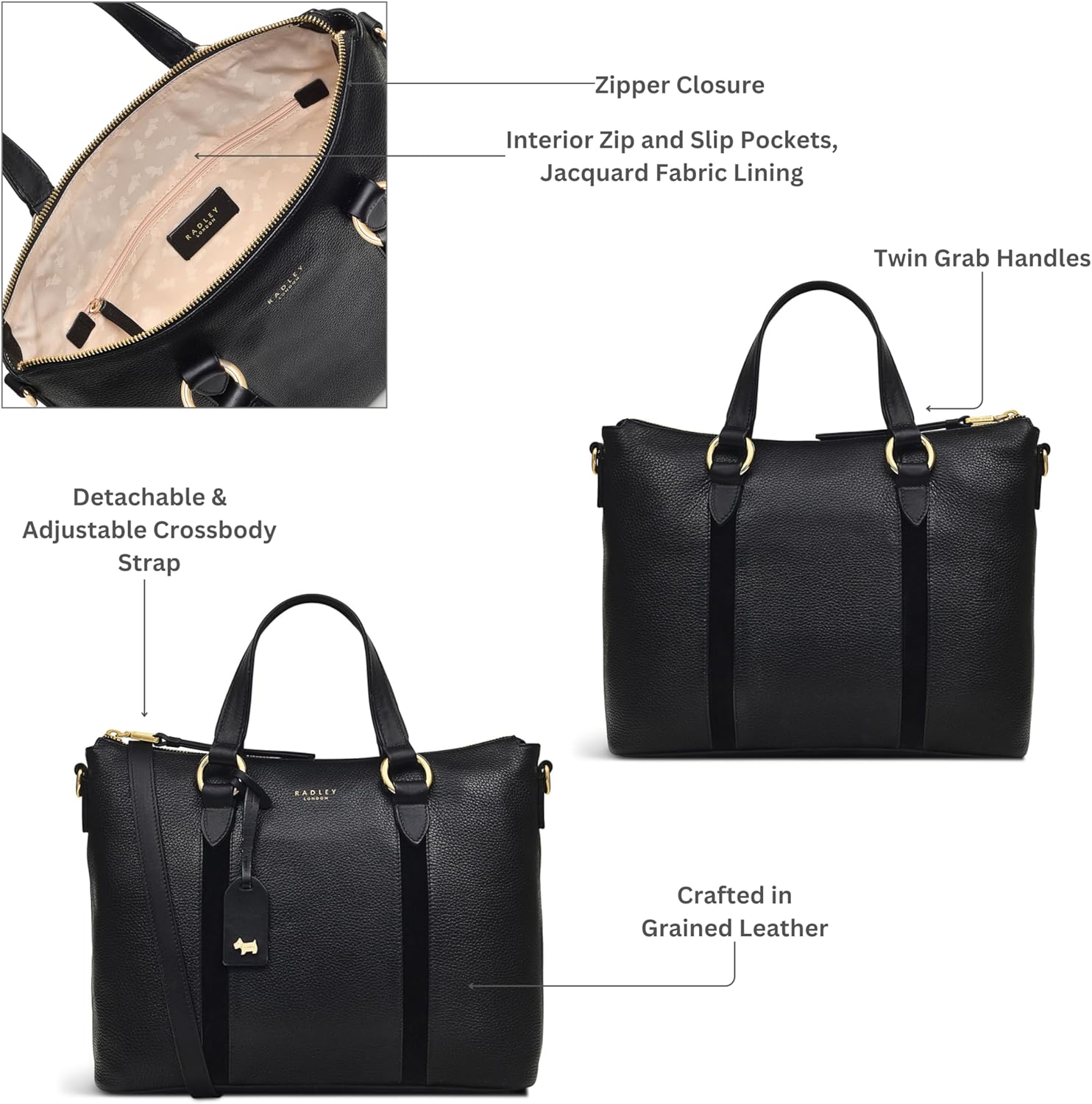 RADLEY London Westbourne middelgrote boekentas met ritssluiting voor dames - leren schoudertas, ideale middelgrote portemonnee