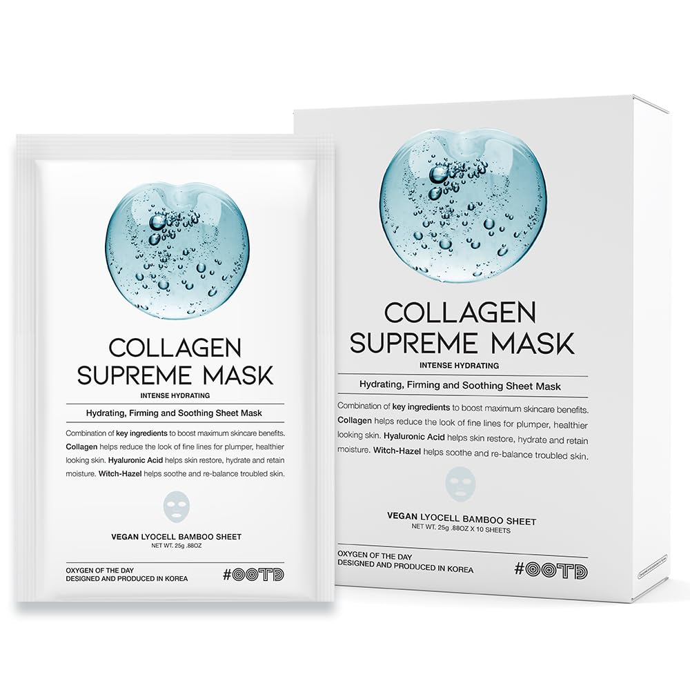 Collagen Hydrating Sheet Masks for Face Korean Anti Aging Mask Sheet for Dry Skin  Sensitive Skin, EVE Vegan, Not Tested on Animals, No Parabens, No Sulfates, Hyaluronic Acid, Witch Hazel 10EA · v3