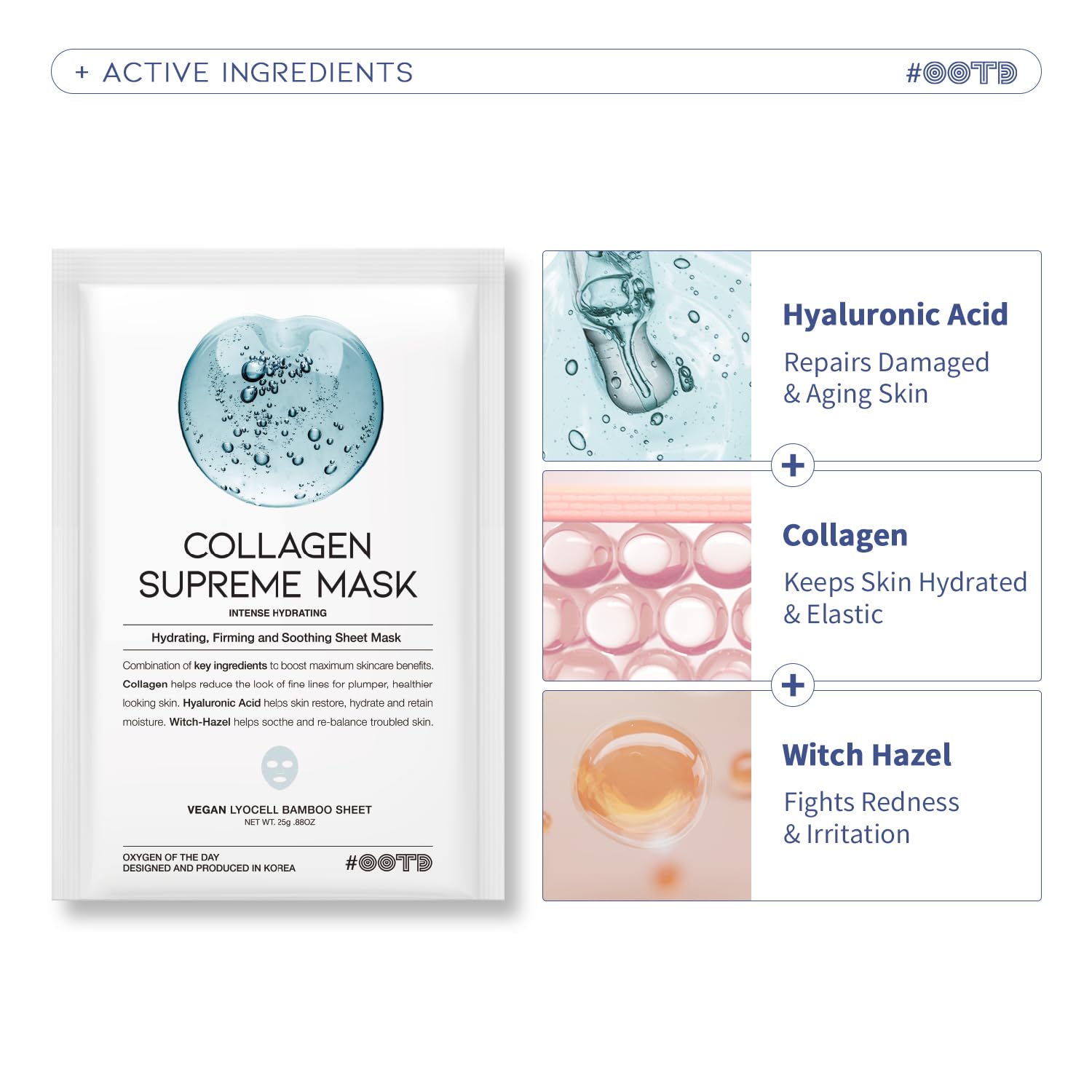 Collagen Hydrating Sheet Masks for Face Korean Anti Aging Mask Sheet for Dry Skin  Sensitive Skin, EVE Vegan, Not Tested on Animals, No Parabens, No Sulfates, Hyaluronic Acid, Witch Hazel 10EA · v3