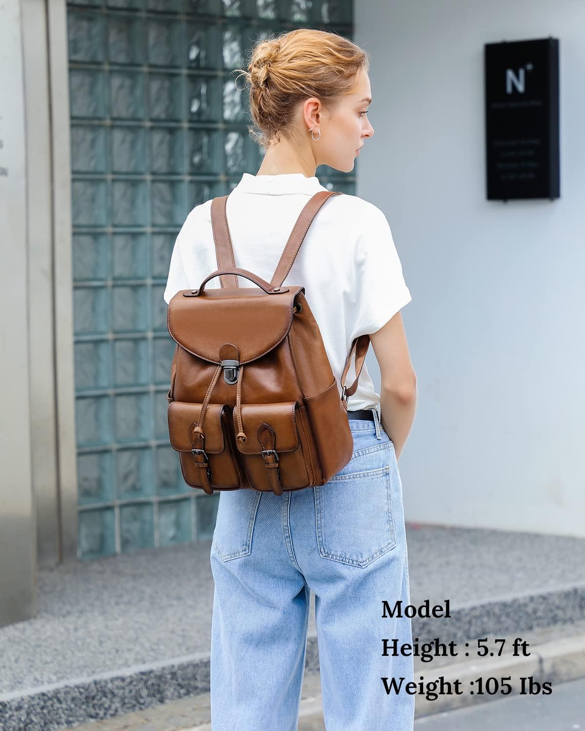 COOLCY Damen-Rucksack aus echtem Leder, modischer Rucksack, praktischer und stilvoller Retro-Tagesrucksack (braun), One_Size