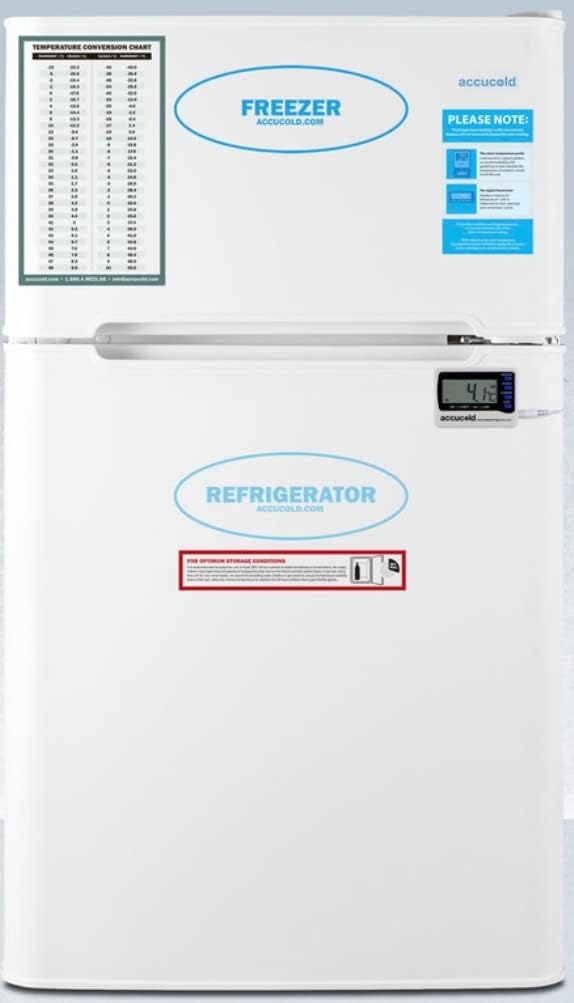 Summit Appliance AGP34RF Allzweck-Kühlschrank mit Gefrierfach auf der Theke, 2-türig, digitaler Kühlschranksteuerung, internem Ventilator, verstellbaren Drahtablagen, Türablage und Alarm/Thermometer