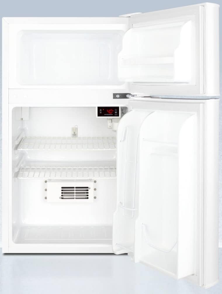 Summit Appliance AGP34RF Allzweck-Kühlschrank mit Gefrierfach auf der Theke, 2-türig, digitaler Kühlschranksteuerung, internem Ventilator, verstellbaren Drahtablagen, Türablage und Alarm/Thermometer