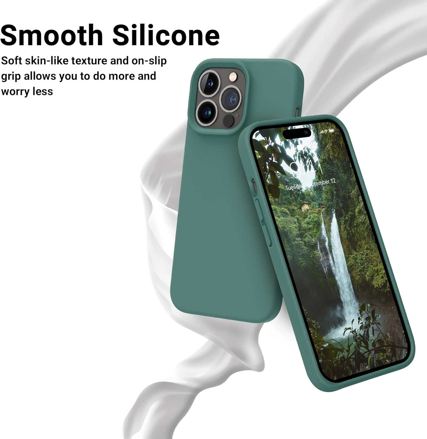 OTOFLY Designed for iPhone 14 Pro Case, Silicone Shockproof Slim Thin Phone Case for iPhone 14 Pro 6.1 inch (Pine Green) · v6