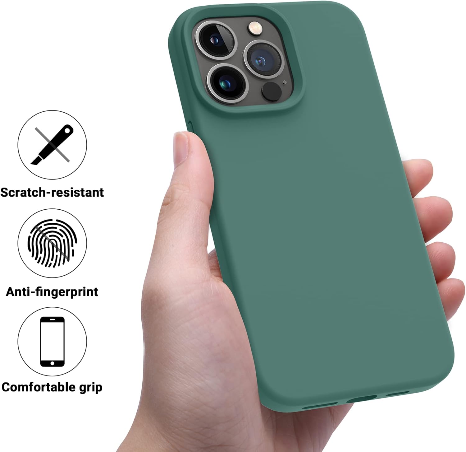 OTOFLY Designed for iPhone 14 Pro Case, Silicone Shockproof Slim Thin Phone Case for iPhone 14 Pro 6.1 inch (Pine Green) · v6
