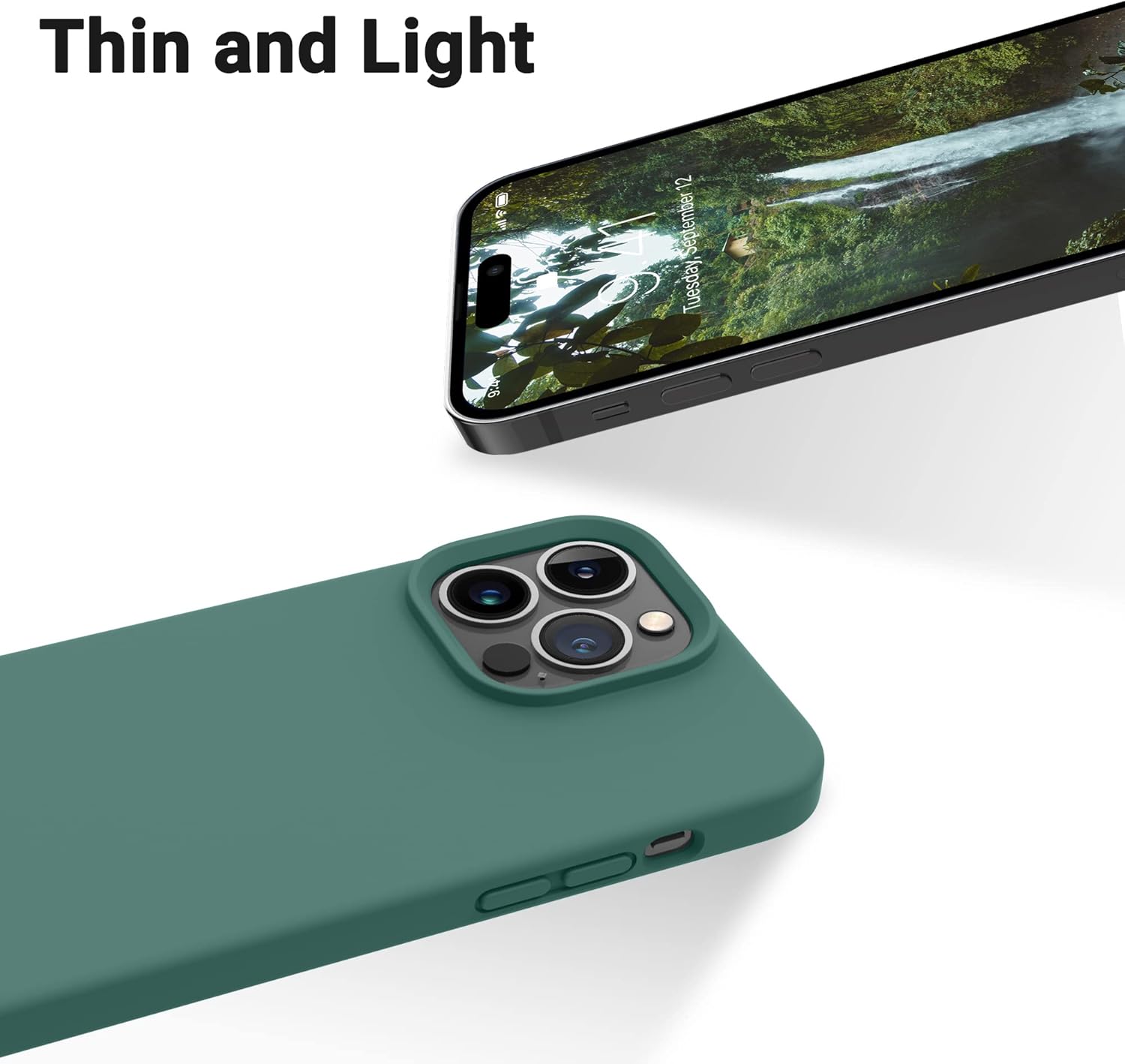 OTOFLY Designed for iPhone 14 Pro Case, Silicone Shockproof Slim Thin Phone Case for iPhone 14 Pro 6.1 inch (Pine Green) · v6