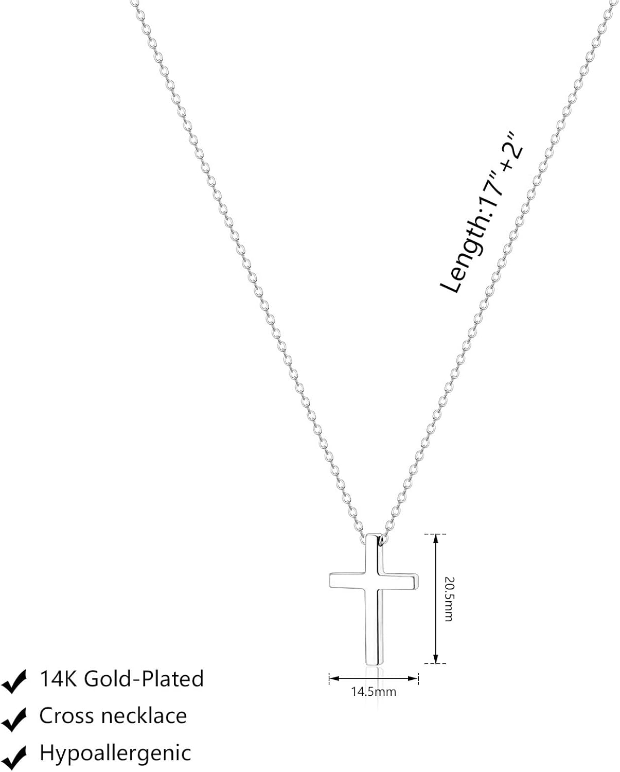 Luxval Cross Necklace for Women Dainty 14K Gold Plated/Sterling Silver Layered Cross Pendant Simple Cute Necklaces for Women Trendy Jewelry Gifts for Women
