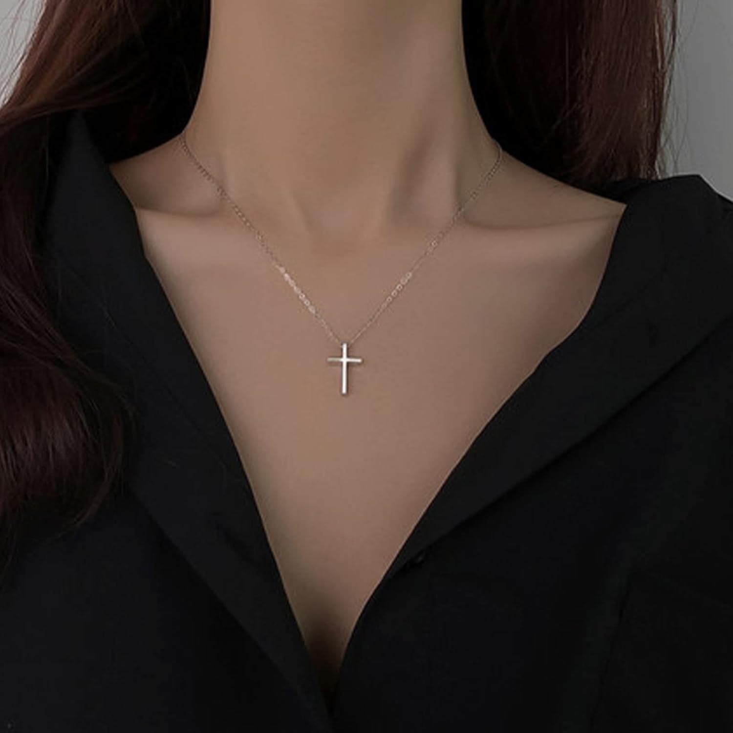 Luxval Cross Necklace for Women Dainty 14K Gold Plated/Sterling Silver Layered Cross Pendant Simple Cute Necklaces for Women Trendy Jewelry Gifts for Women